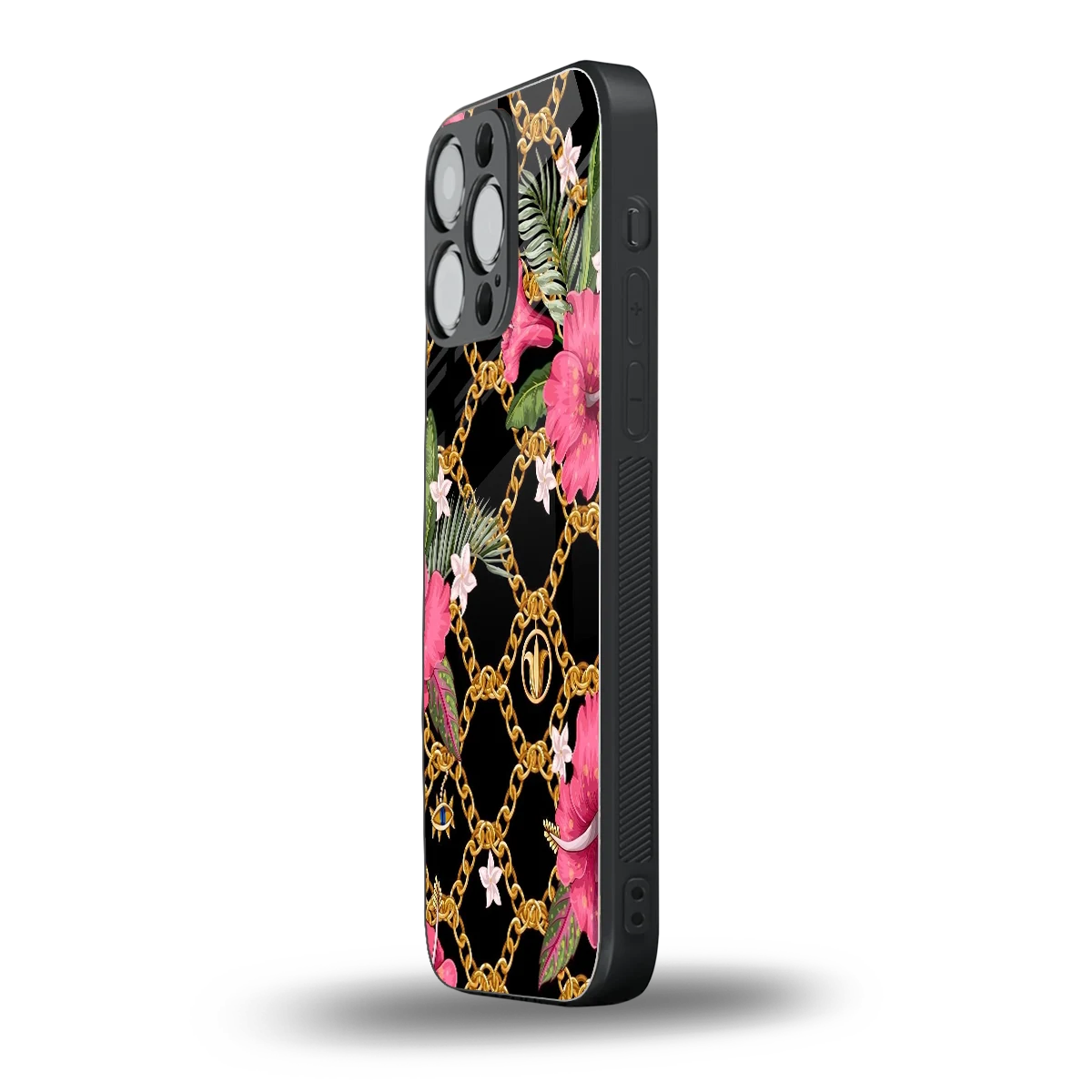 Gilded Petals iphone 16 pro max mobile cover | shockproof glass phone case