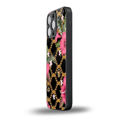 Gilded Petals iphone 16 pro max mobile cover | shockproof glass phone case