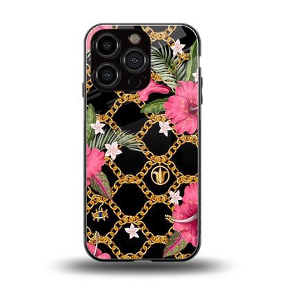 Gilded Petals back phone cover | glass case for iphone 16 pro