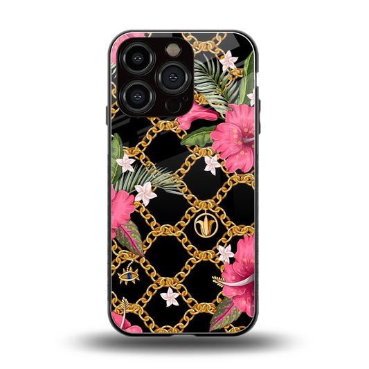 Gilded Petals back phone cover | glass case for iphone 16 pro
