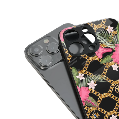 Gilded Petals stylish phone case for iphone 15 | glossy glass and slim fit