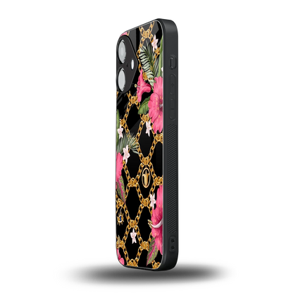 Gilded Petals iPhone 16 mobile cover | shockproof glass phone case