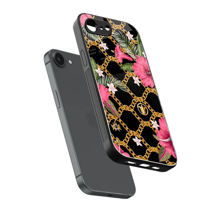 Gilded Petals sleek iphone 16e cover with tempered glass back and TPU edges