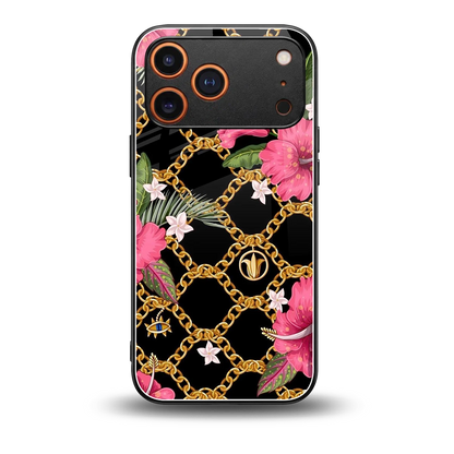 Gilded Petals back phone cover | glass case for iphone 17 pro