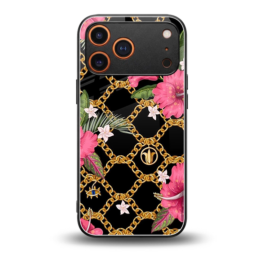 Gilded Petals back phone cover | glass case for iphone 17 pro max