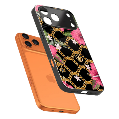 Gilded Petals sleek iphone 17 pro cover with tempered glass back and TPU edges