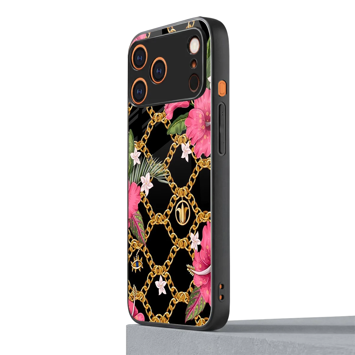 Gilded Petals iphone 17 pro mobile cover | shockproof glass phone case