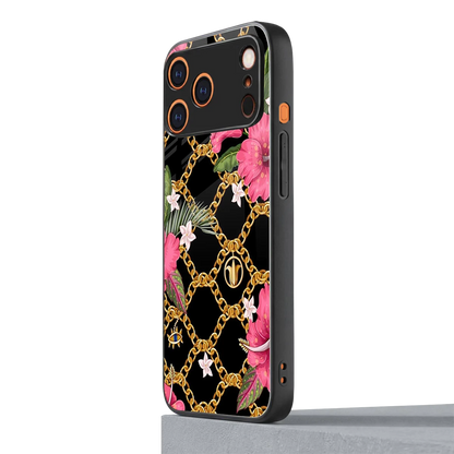 Gilded Petals iphone 17 pro mobile cover | shockproof glass phone case