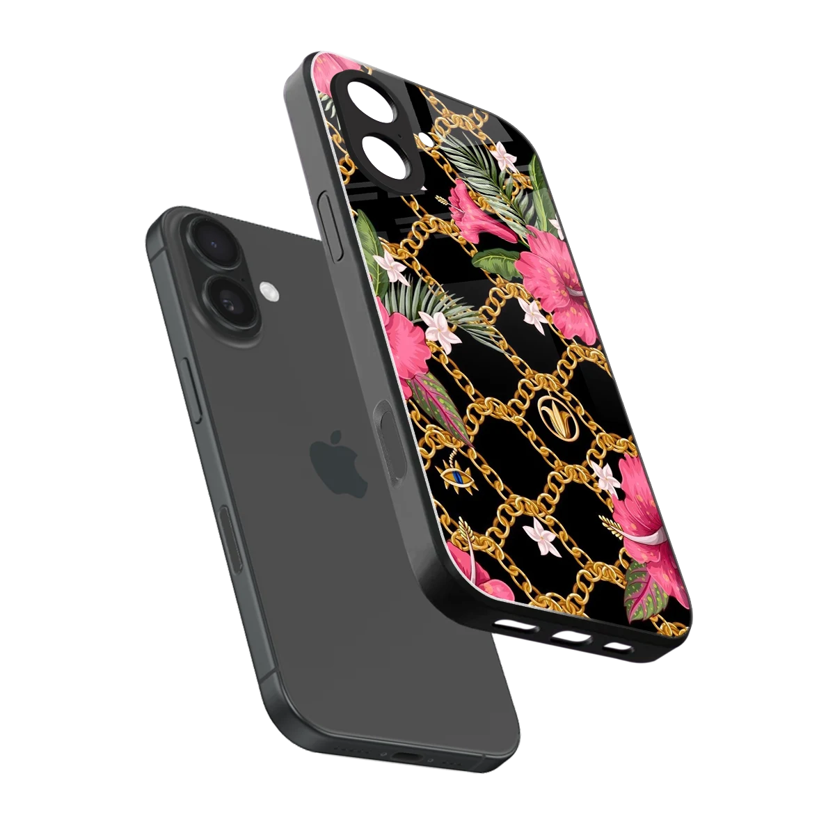 Gilded Petals sleek iphone 17 cover with tempered glass back and TPU edges