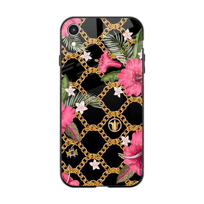 Gilded Petals back phone cover | glass case for iphone xr