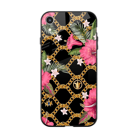 Gilded Petals back phone cover | glass case for iphone xr