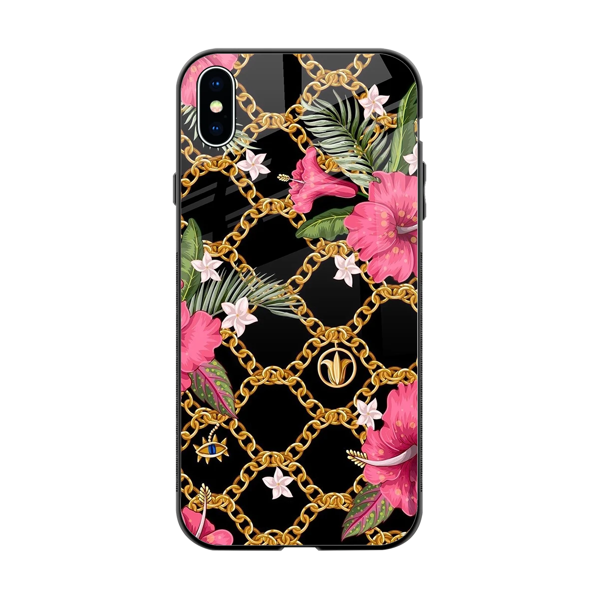 Gilded Petals back phone cover | glass case for iphone xs max