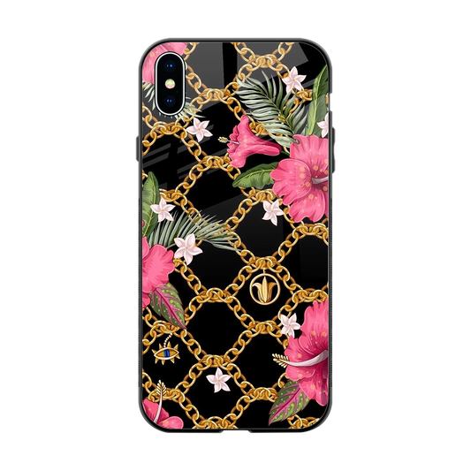 Gilded Petals back phone cover | glass case for iphone xs max