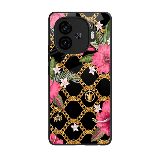 Gilded Petals back phone cover | glass case for iqoo neo 10r 5g