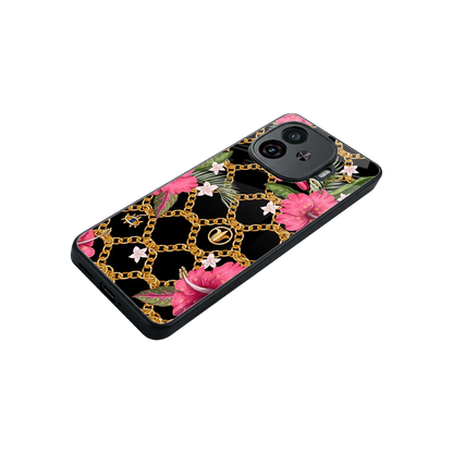 Gilded Petals stylish phone case for iqoo neo 10r 5g | glossy glass and slim fit