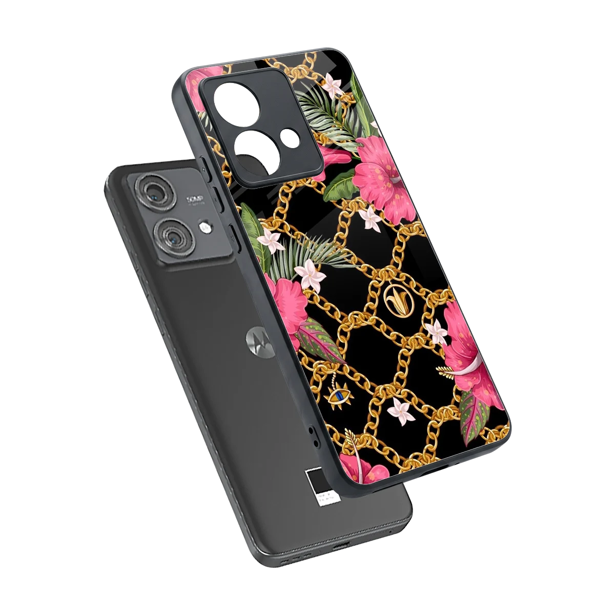 Gilded Petals sleek motorola edge 40 neo 5g cover with tempered glass back and TPU edges