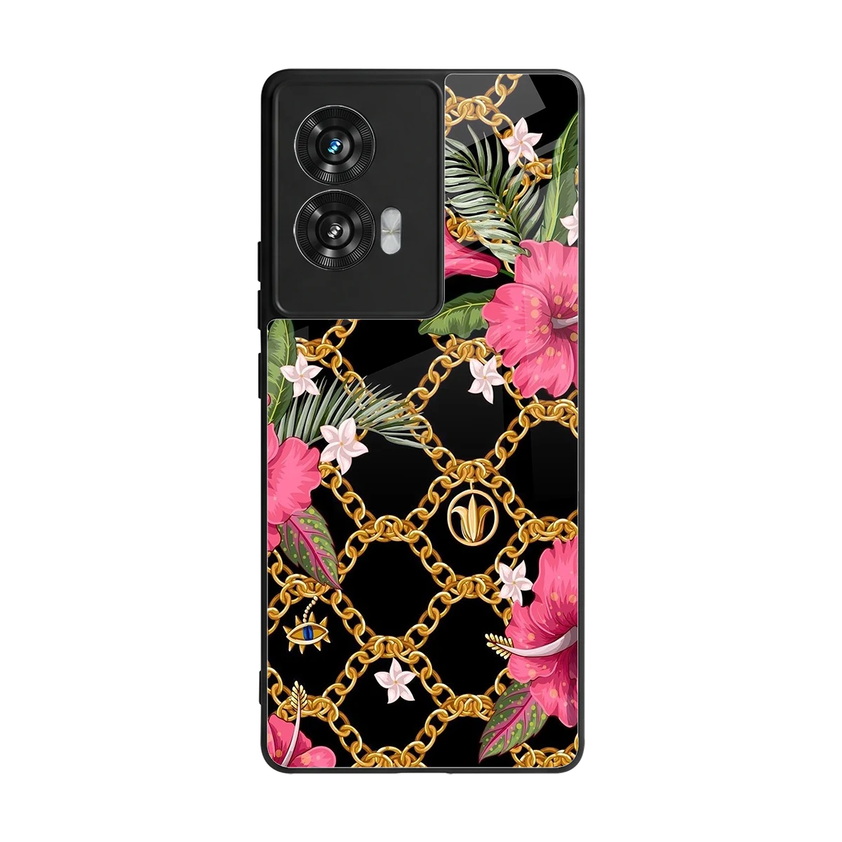 Gilded Petals back phone cover | glass case for motorola edge 50 fusion