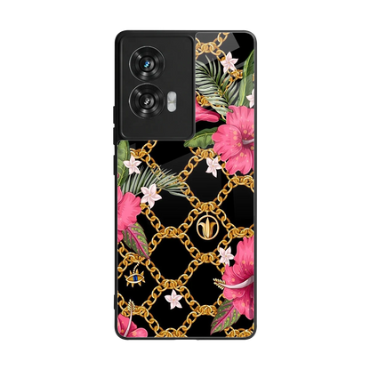 Gilded Petals back phone cover | glass case for motorola edge 50 fusion