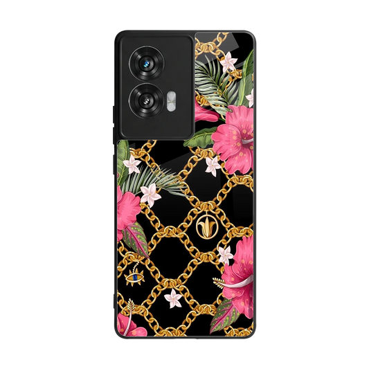 Gilded Petals back phone cover | glass case for motorola edge 50 fusion