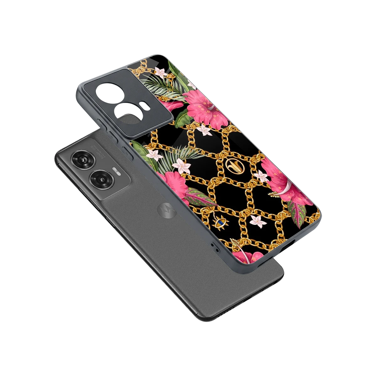 Gilded Petals sleek motorola edge 50 fusion cover with tempered glass back and TPU edges