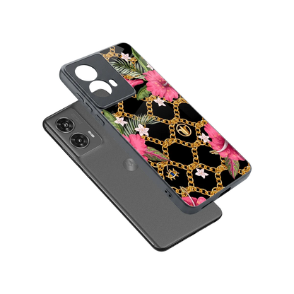 Gilded Petals sleek motorola edge 50 fusion cover with tempered glass back and TPU edges