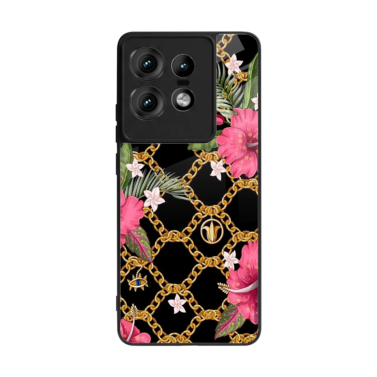 Gilded Petals back phone cover | glass case for motorola edge 50 pro