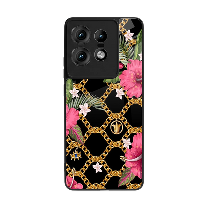 Gilded Petals back phone cover | glass case for motorola edge 50 pro