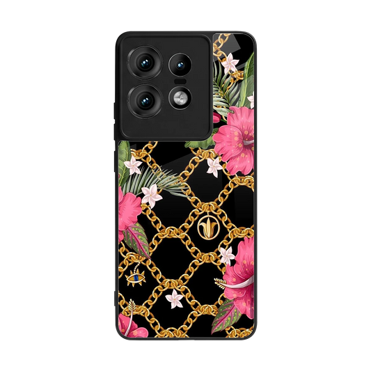 Gilded Petals back phone cover | glass case for motorola edge 50 pro