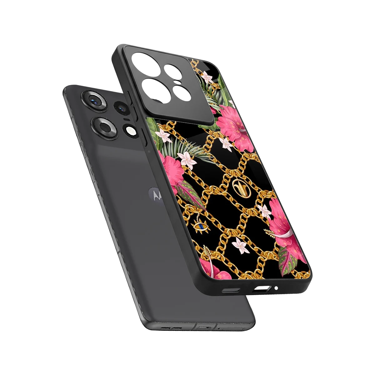 Gilded Petals sleek motorola edge 50 pro cover with tempered glass back and TPU edges
