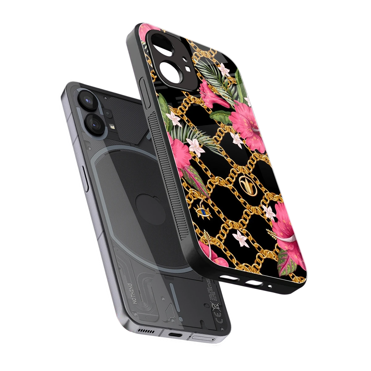 Gilded Petals sleek nothing phone 1 cover with tempered glass back and TPU edges