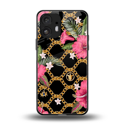 Gilded Petals back phone cover | glass case for nothing phone 2