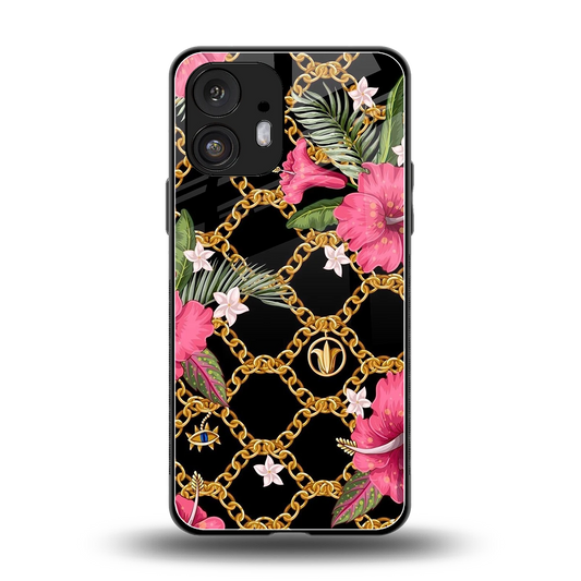 Gilded Petals back phone cover | glass case for nothing phone 2