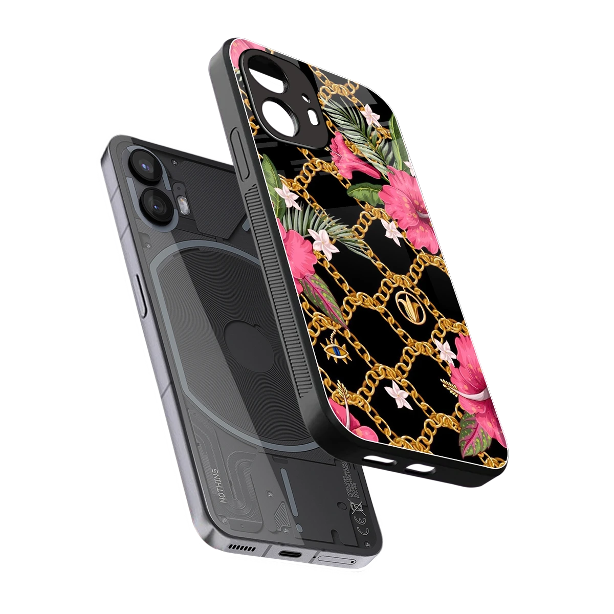 Gilded Petals sleek nothing phone 2 cover with tempered glass back and TPU edges