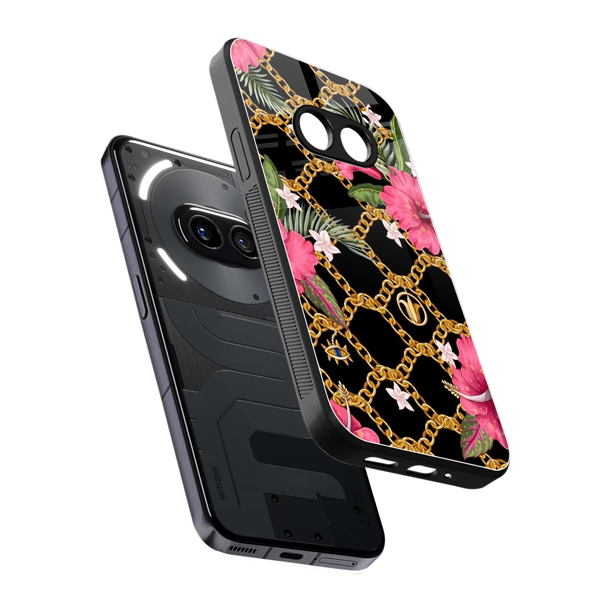 Gilded Petals sleek nothing phone 2a cover with tempered glass back and TPU edges