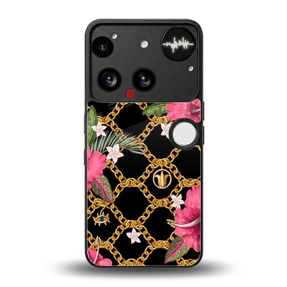 Gilded Petals back phone cover | glass case for nothing phone 3