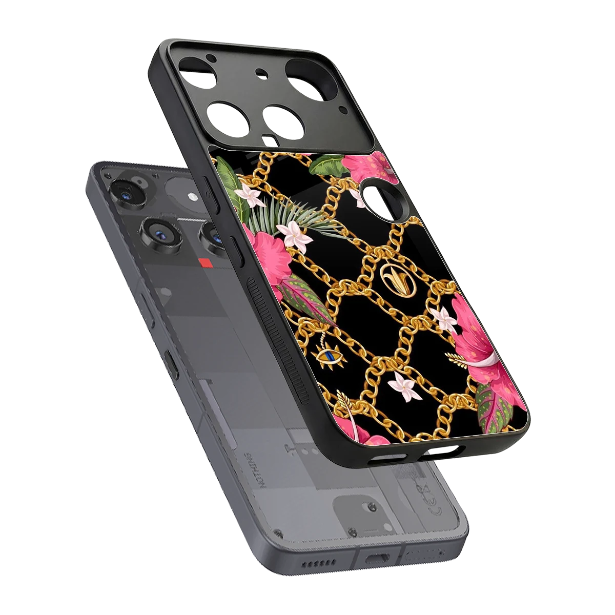 Gilded Petals sleek nothing phone 3 cover with tempered glass back and TPU edges