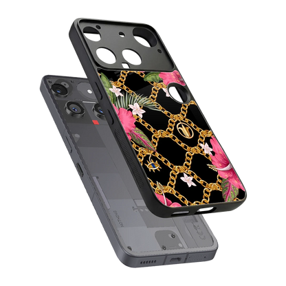 Gilded Petals sleek nothing phone 3 cover with tempered glass back and TPU edges