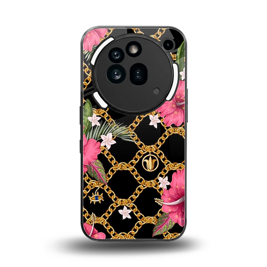 Gilded Petals back phone cover | glass case for nothing phone 3a pro