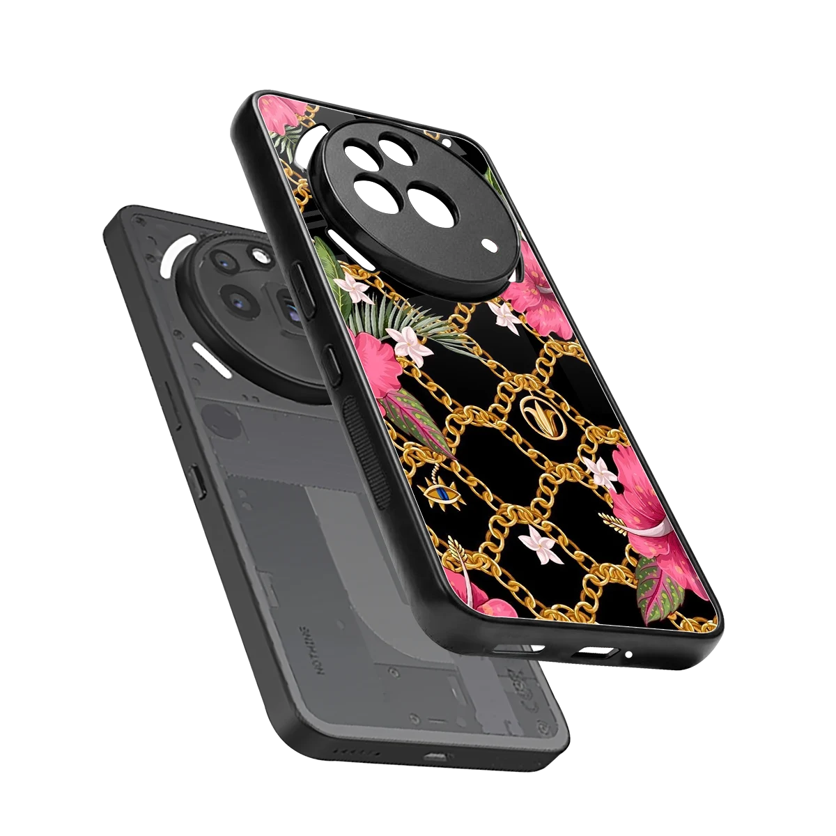 Gilded Petals sleek nothing phone 3a pro cover with tempered glass back and TPU edges