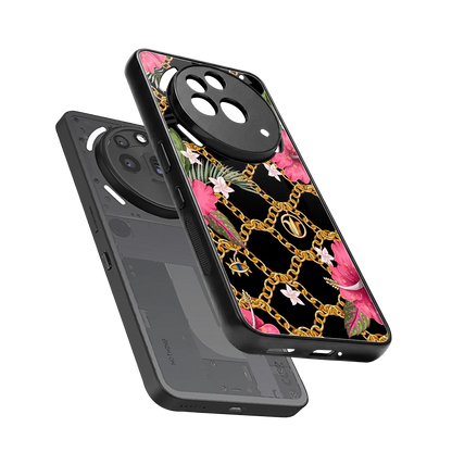 Gilded Petals sleek nothing phone 3a pro cover with tempered glass back and TPU edges