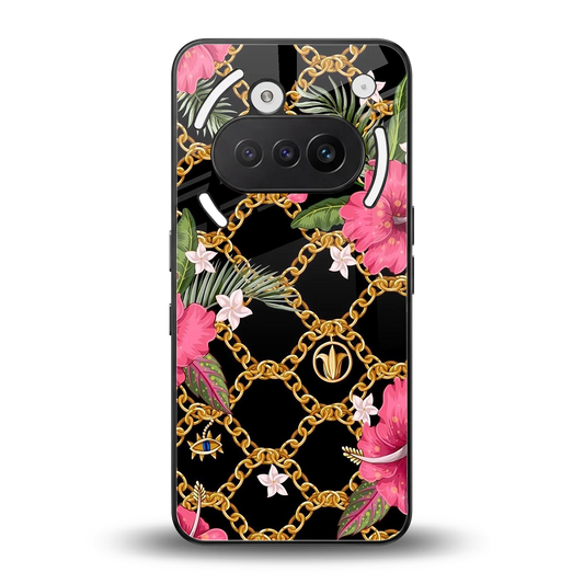 Gilded Petals back phone cover | glass case for nothing phone 3a