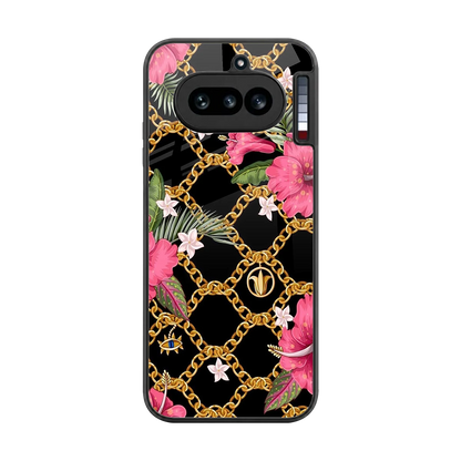 Gilded Petals back phone cover | glass case for nothing phone 4a