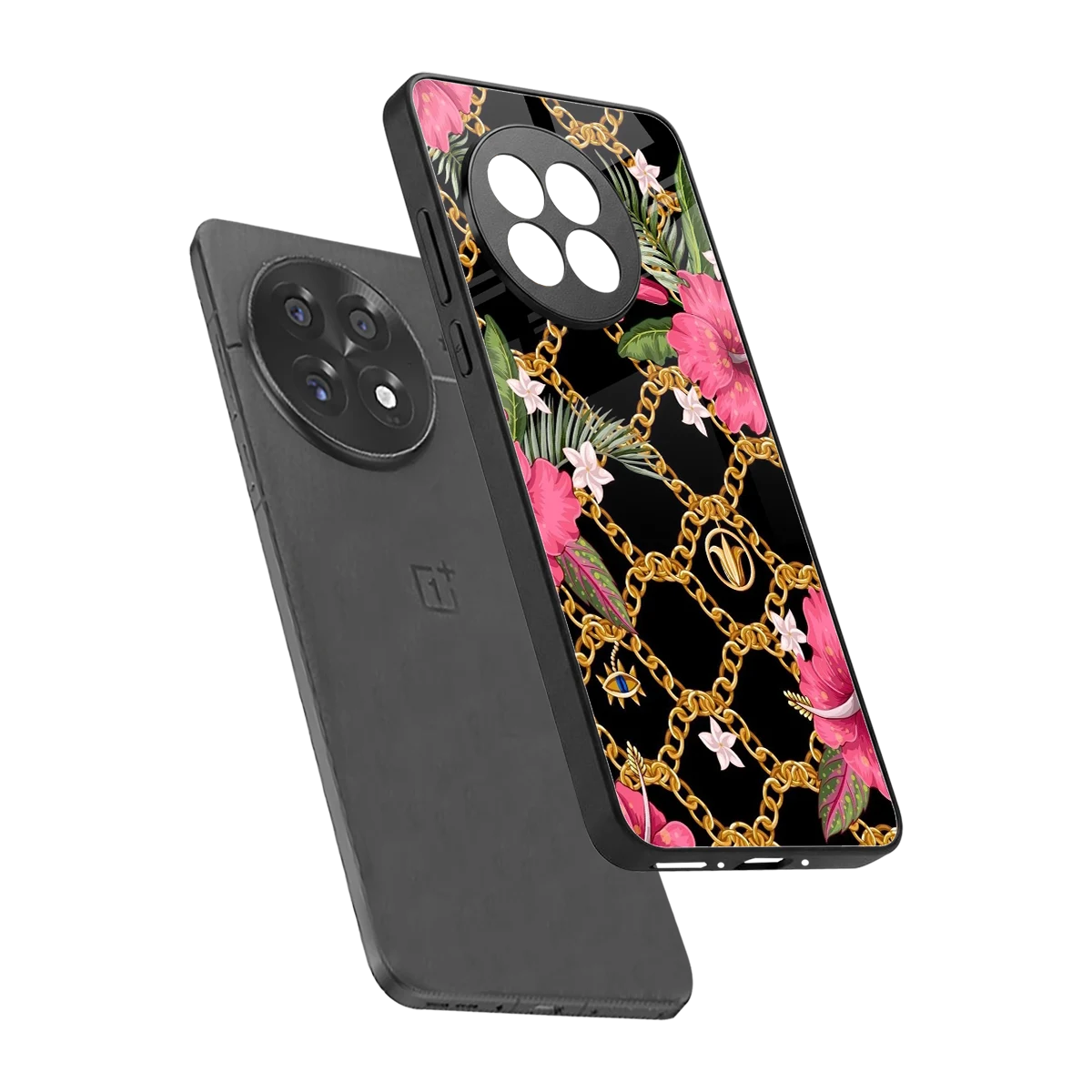 Gilded Petals sleek oneplus 13r cover with tempered glass back and TPU edges
