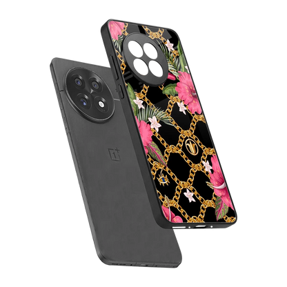 Gilded Petals sleek oneplus 13r cover with tempered glass back and TPU edges