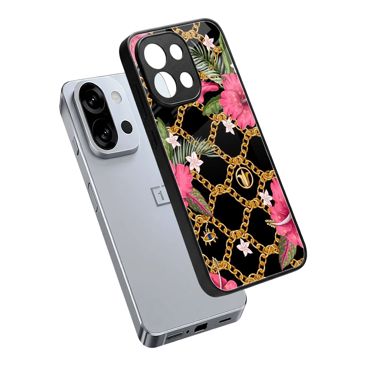 Gilded Petals sleek oneplus 13s cover with tempered glass back and TPU edges