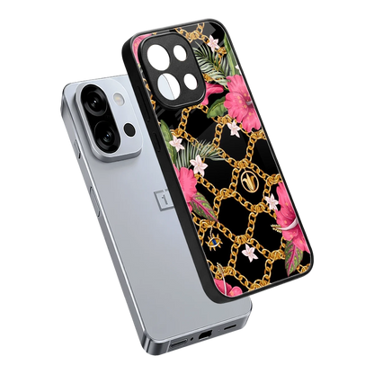 Gilded Petals sleek oneplus 13s cover with tempered glass back and TPU edges