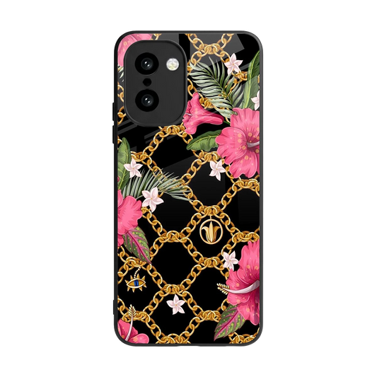 Gilded Petals back phone cover | glass case for oneplus 15r