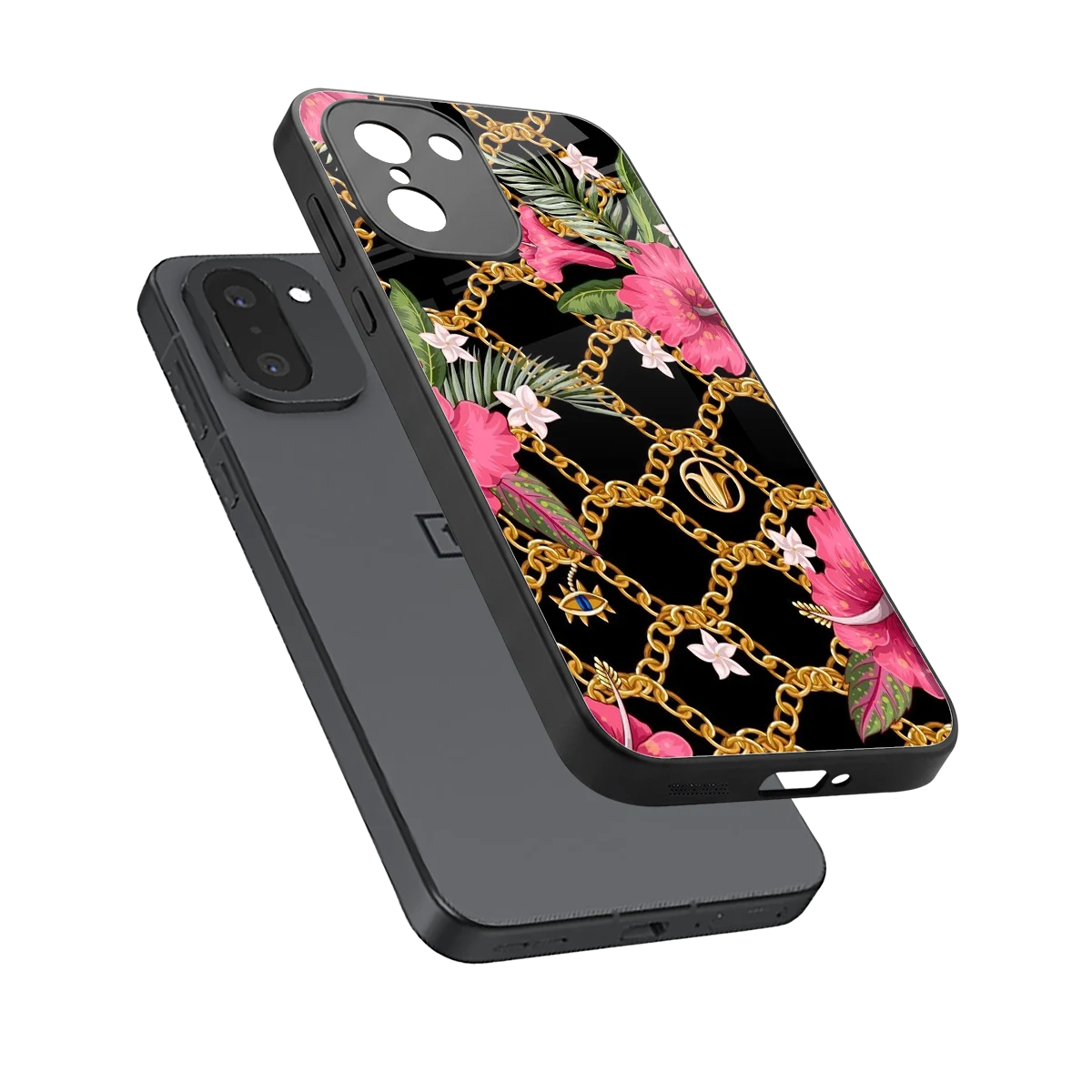 Gilded Petals sleek oneplus 15r cover with tempered glass back and TPU edges