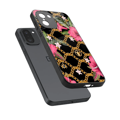 Gilded Petals sleek oneplus 15r cover with tempered glass back and TPU edges