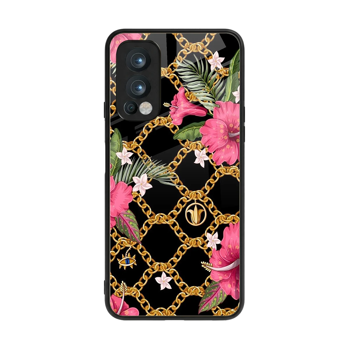 Gilded Petals back phone cover | glass case for oneplus nord 2